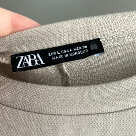 ZARA Oversized Taupe Short Sleeve Casual Midi Tunic Dress US L - Picture 7 of 8